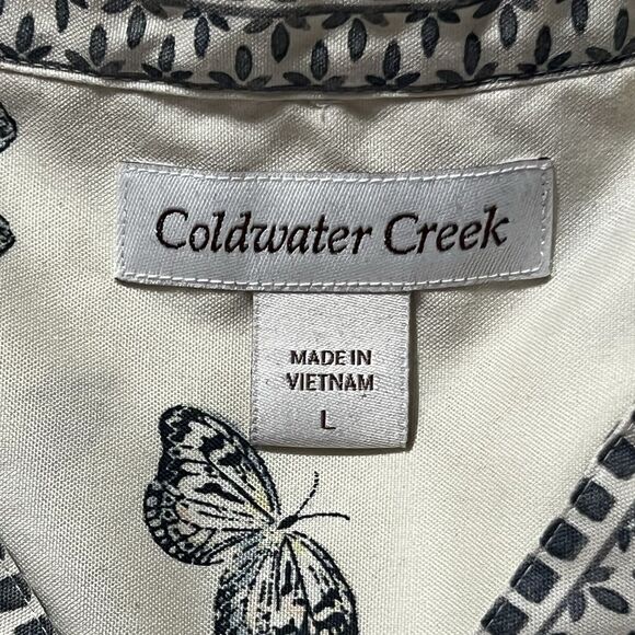 Coldwater Creek Womens Size Large Butterfly Print Cotton Tunic Top Blouse - Picture 5 of 5